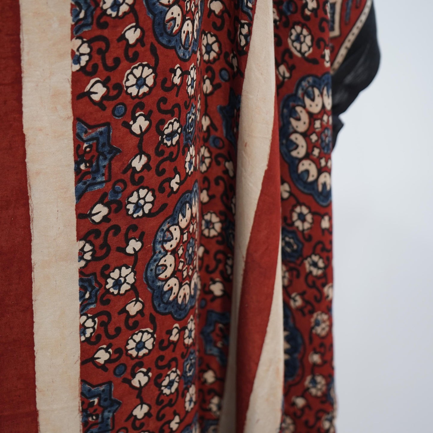 Rust Red Ajrakh print Modal Silk Kaftan EEG-31599