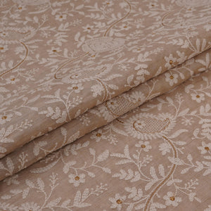 Beige thread embroidery Pure Munga Silk Fabric GPF-32247 - TradeUNO