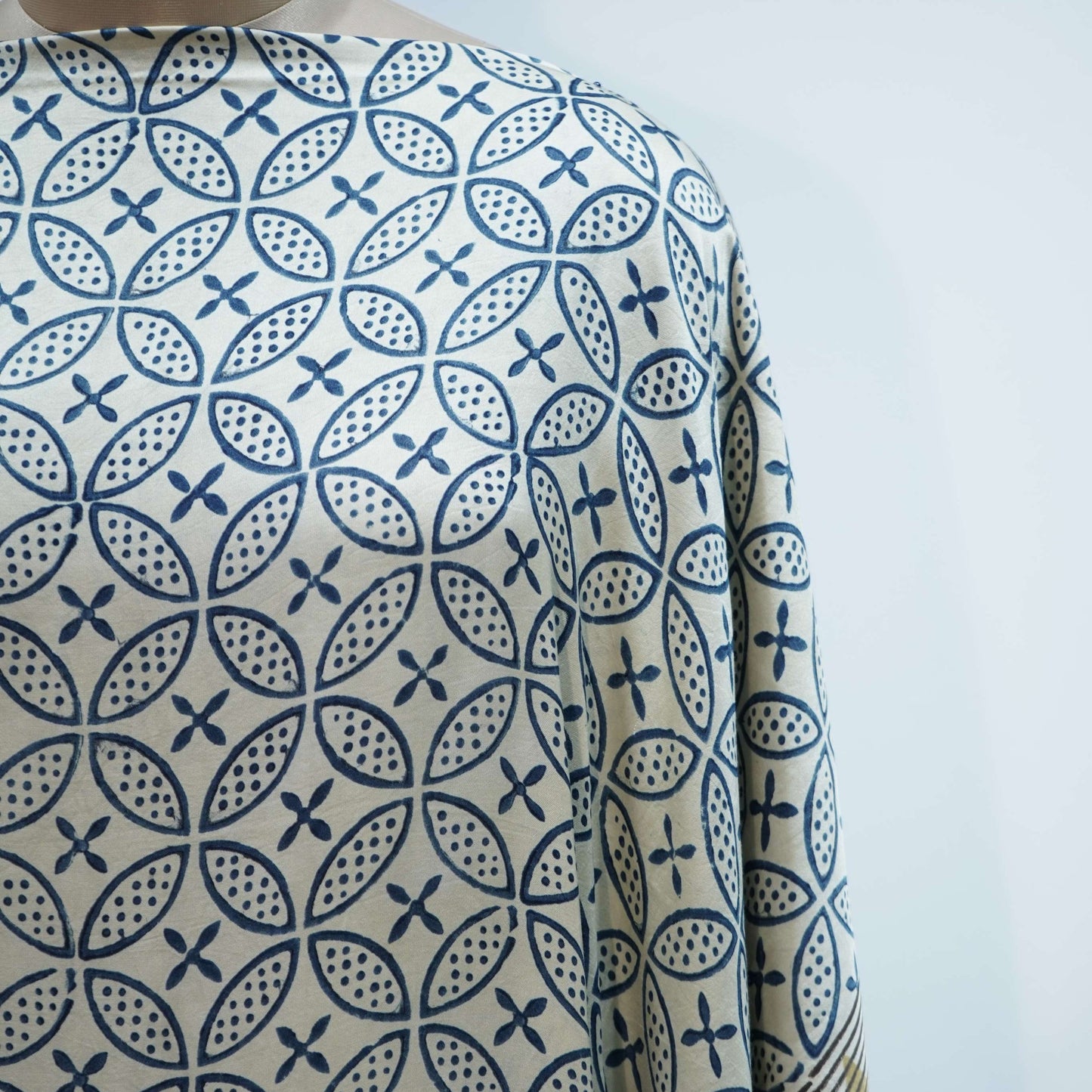Cream Ajrakh print Modal Silk Kaftan EEG-31637