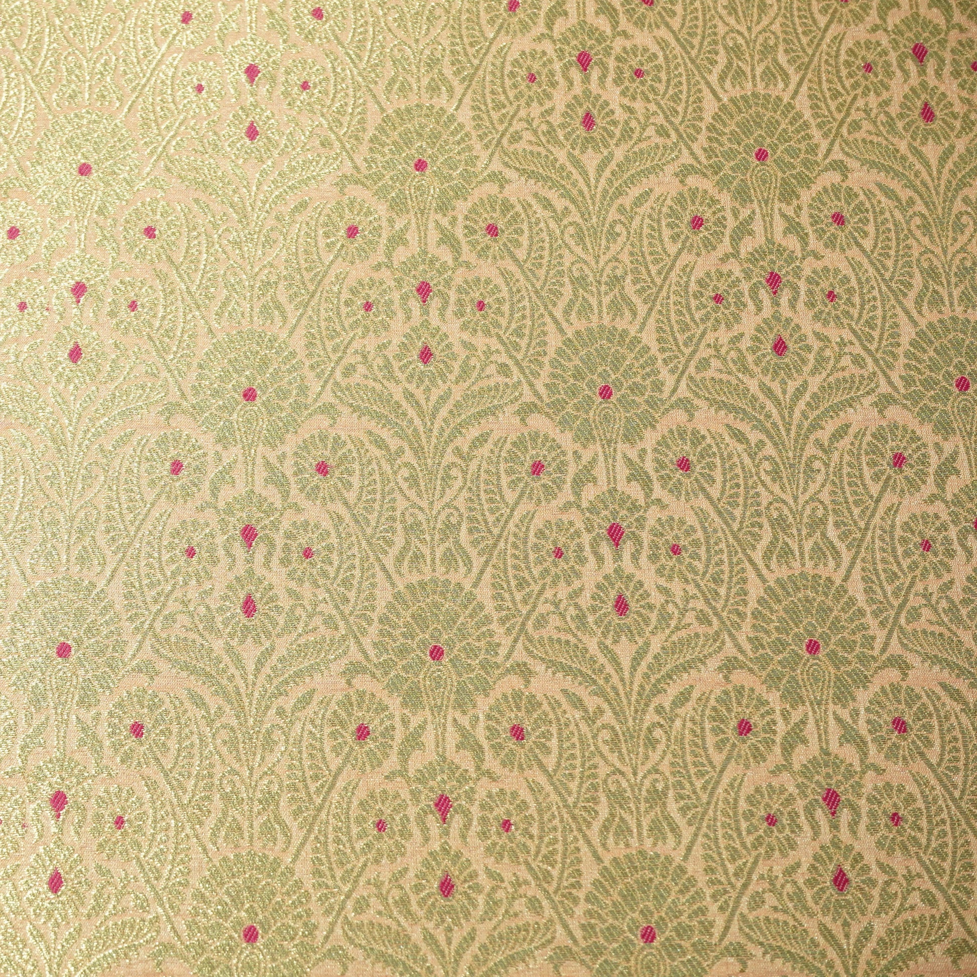 Peach Mina Pauri Banarasi Brocade Fabric