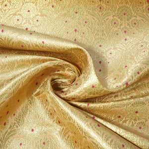 Peach Mina Pauri Banarasi Brocade Fabric