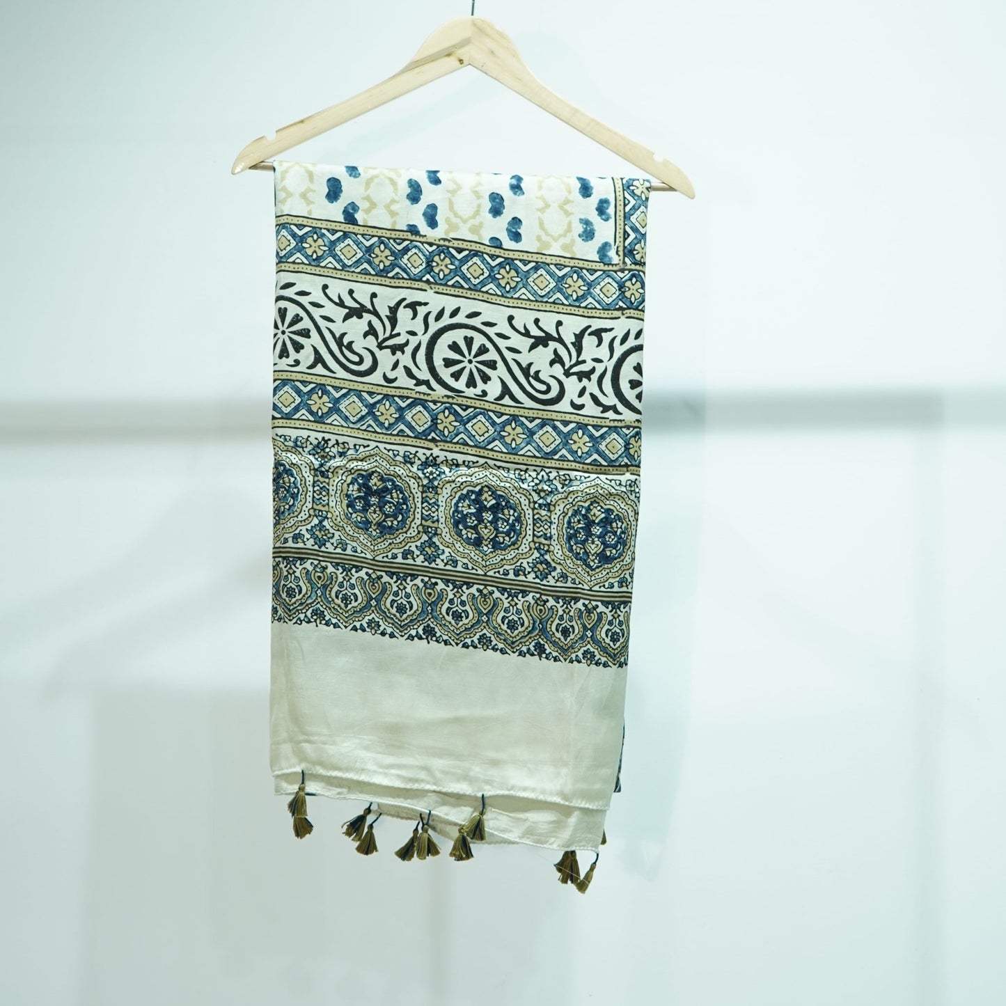 Cream Ajrakh print Modal Silk Kaftan EEG-31607