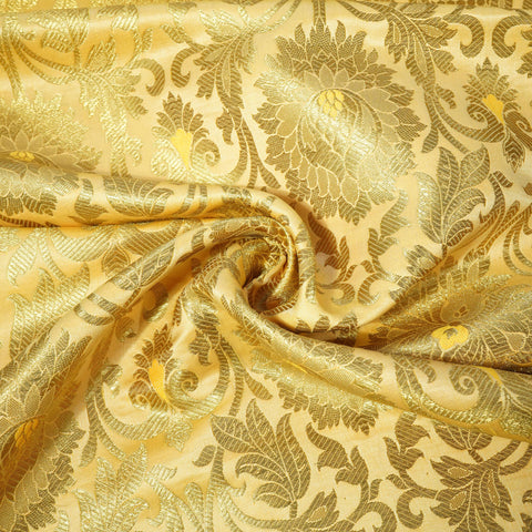 Light Orange Banarasi Brocade Fabric