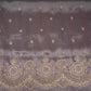 Mauve Grey with Silver Zari Stripes Border Cutdana embroidery Jacquard Fabric TF-32241