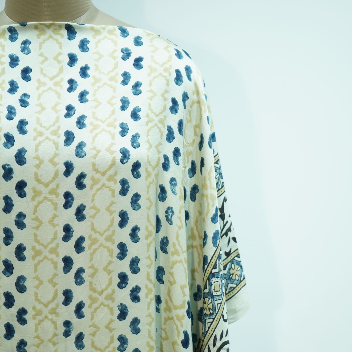 Cream Ajrakh print Modal Silk Kaftan EEG-31607