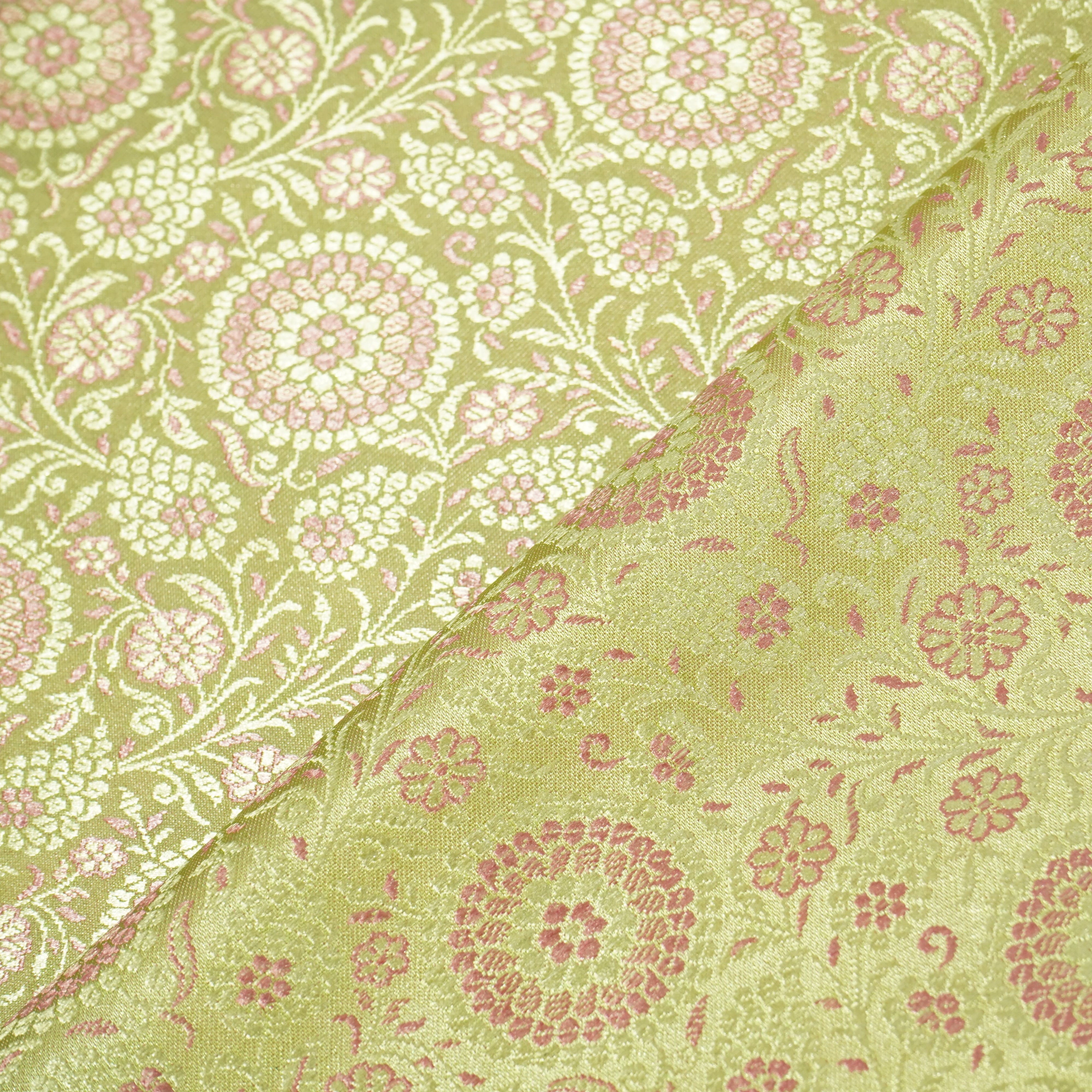 Green Floral Tanchui Silk Fabric