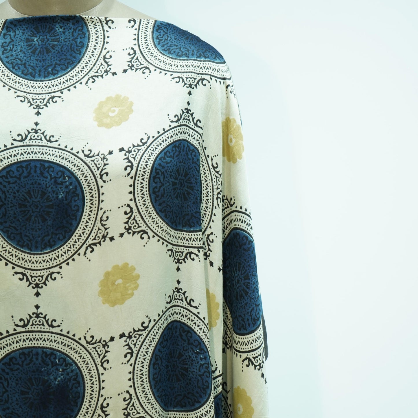 Cream Ajrakh print Modal Silk Kaftan EEG-31617