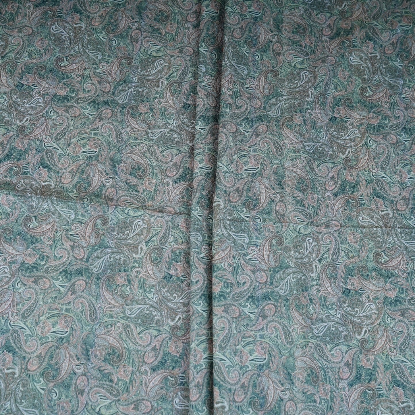 Green Paisley Print Cotton Mulmul Fabric PG-30379
