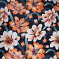 Black Floral Print Cotton Satin Fabric PG-30400