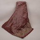 Maroon with Silver Zari Stripes Border Cutdana embroidery Jacquard Fabric TF-32242