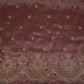Maroon with Silver Zari Stripes Border Cutdana embroidery Jacquard Fabric TF-32242