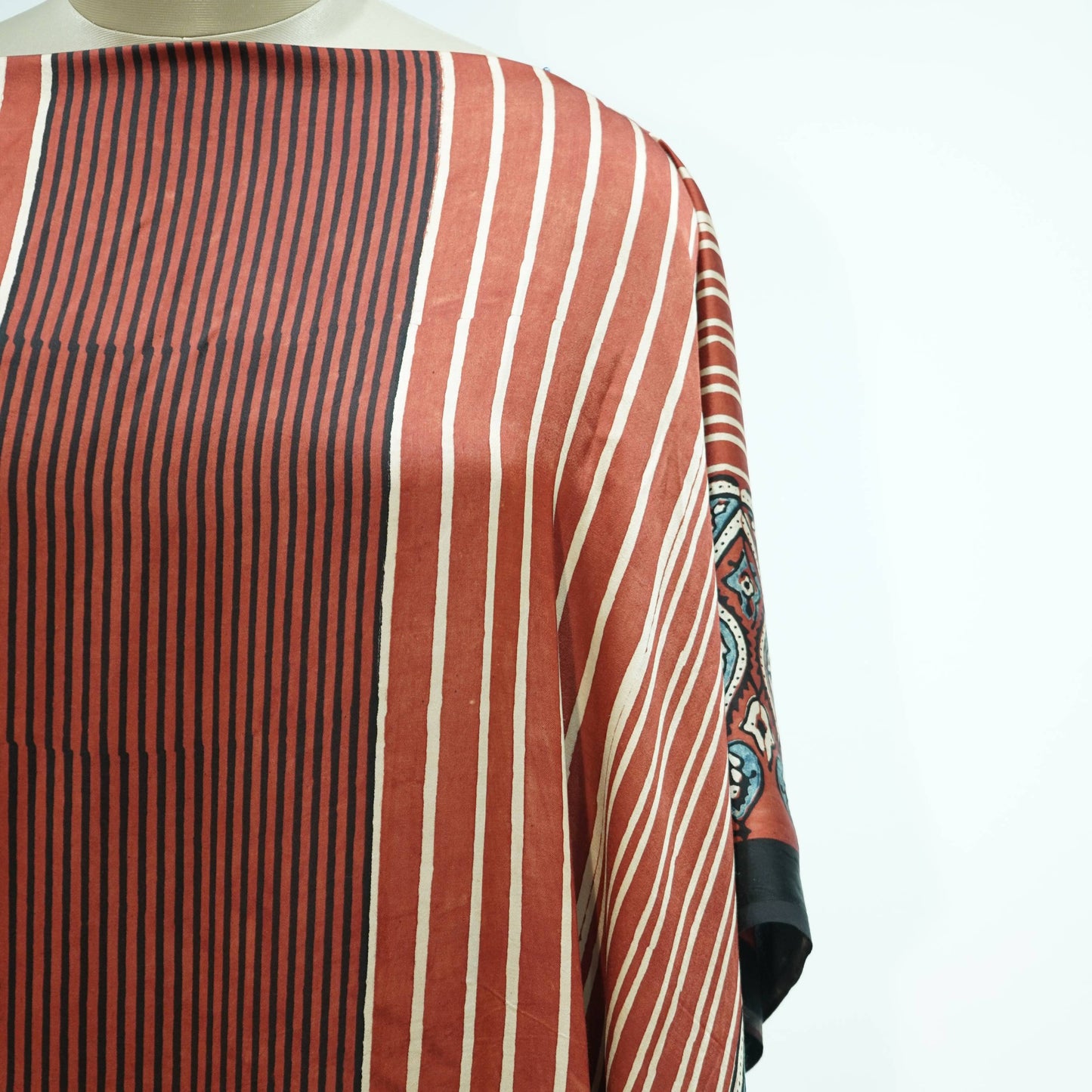 Red Ajrakh print Modal Silk Kaftan EEG-31629