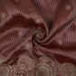 Maroon with Silver Zari Stripes Border Cutdana embroidery Jacquard Fabric TF-32242