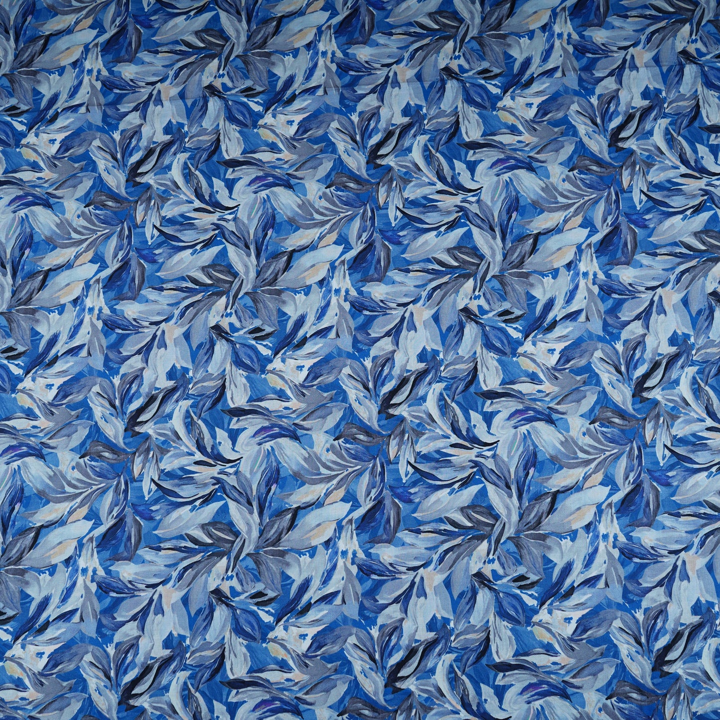 Blue Floral Print Cotton Mulmul Fabric PG-30377