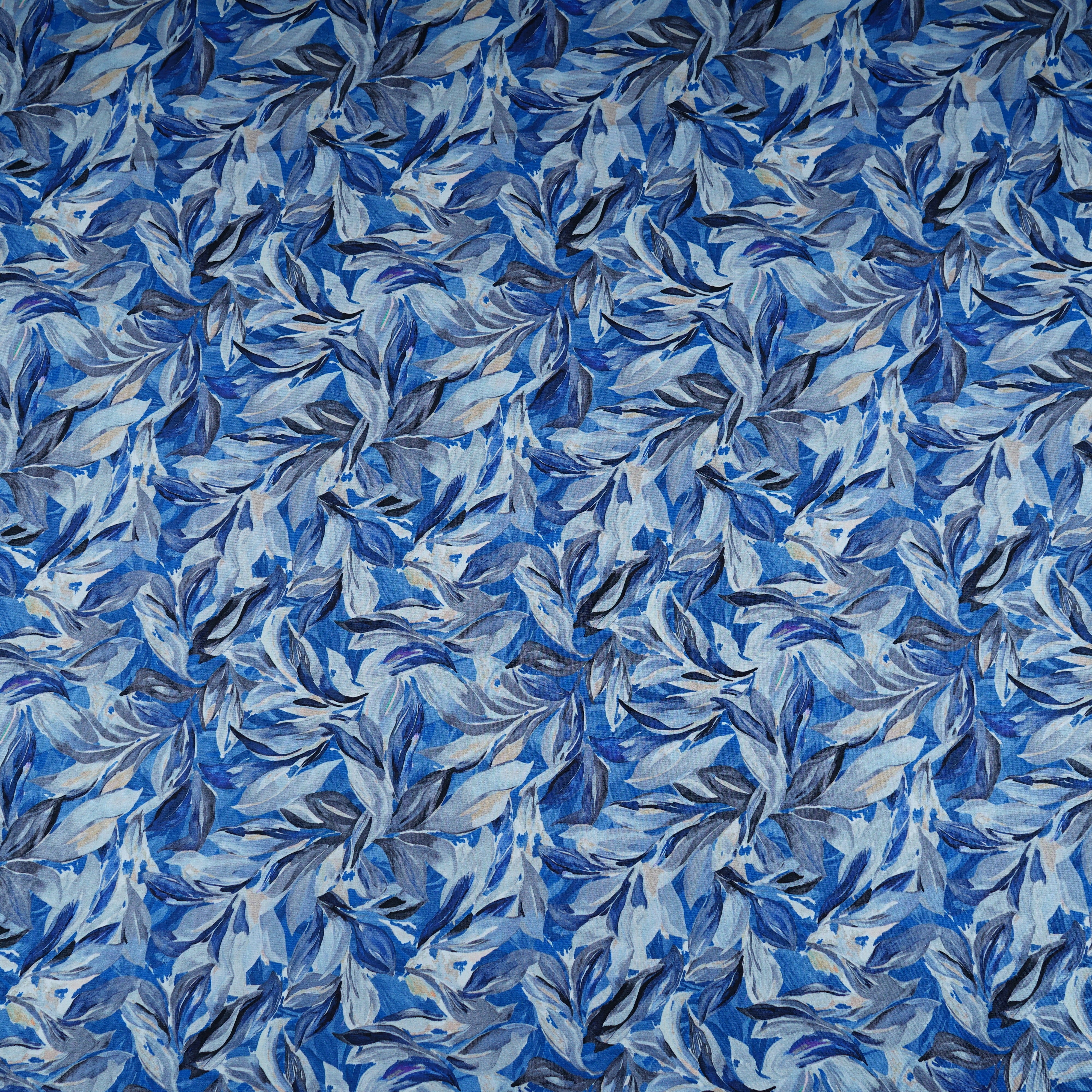 Blue Floral Print Cotton Mulmul Fabric PG-30377 - TradeUNO