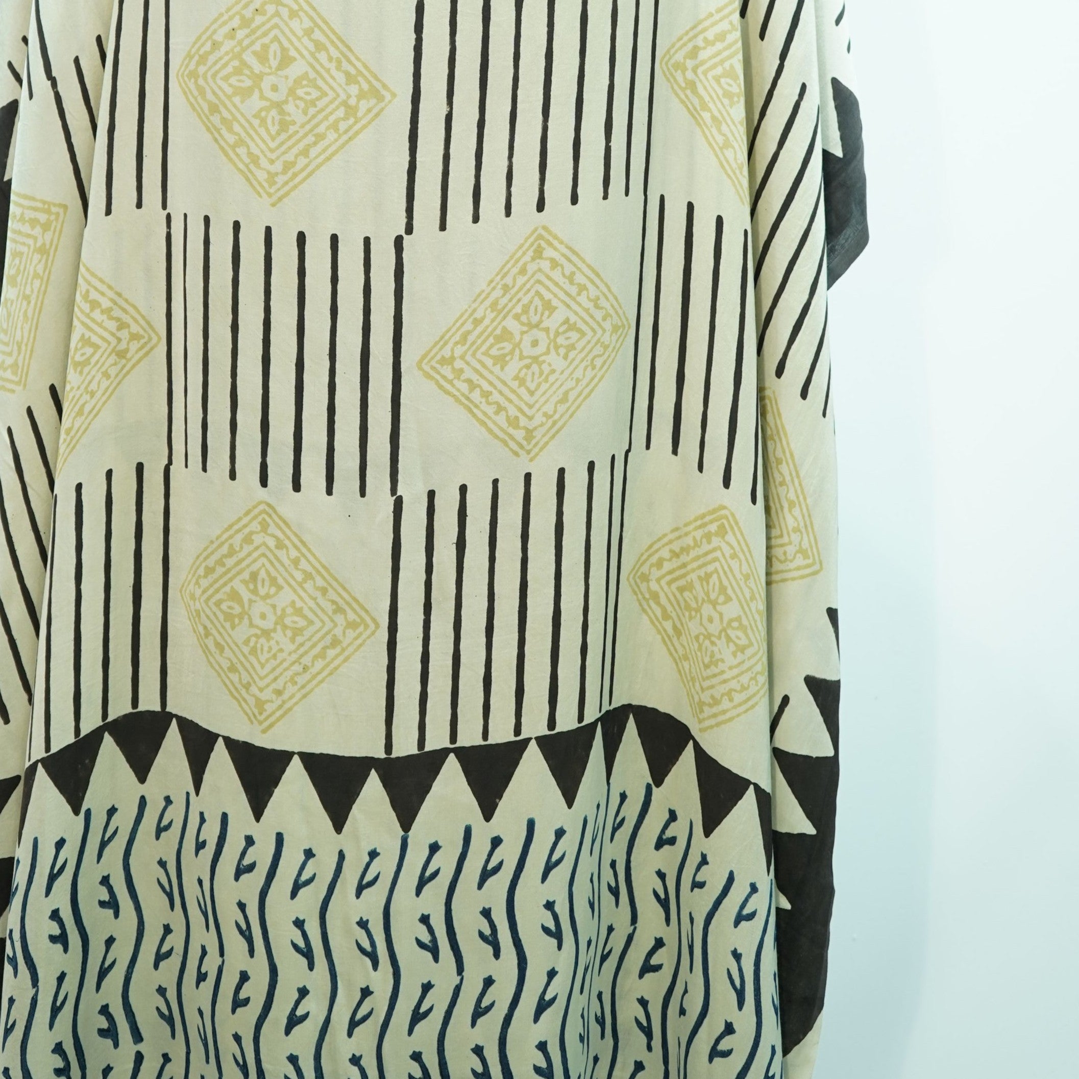 Cream Ajrakh print Modal Silk Kaftan EEG-31628