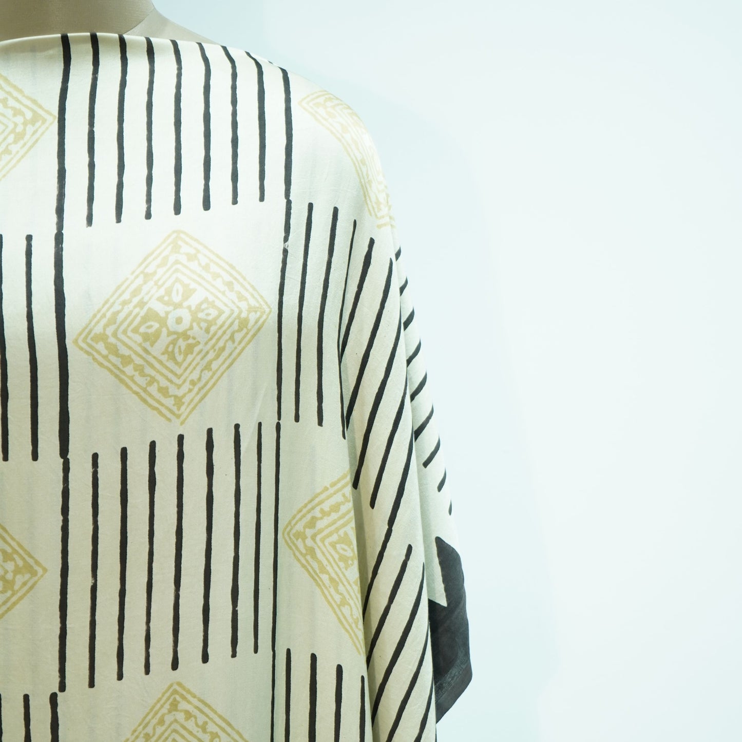 Cream Ajrakh print Modal Silk Kaftan EEG-31628