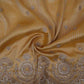 Mustard Gold with Silver Zari Stripes Border Cutdana embroidery Jacquard Fabric TF-32243