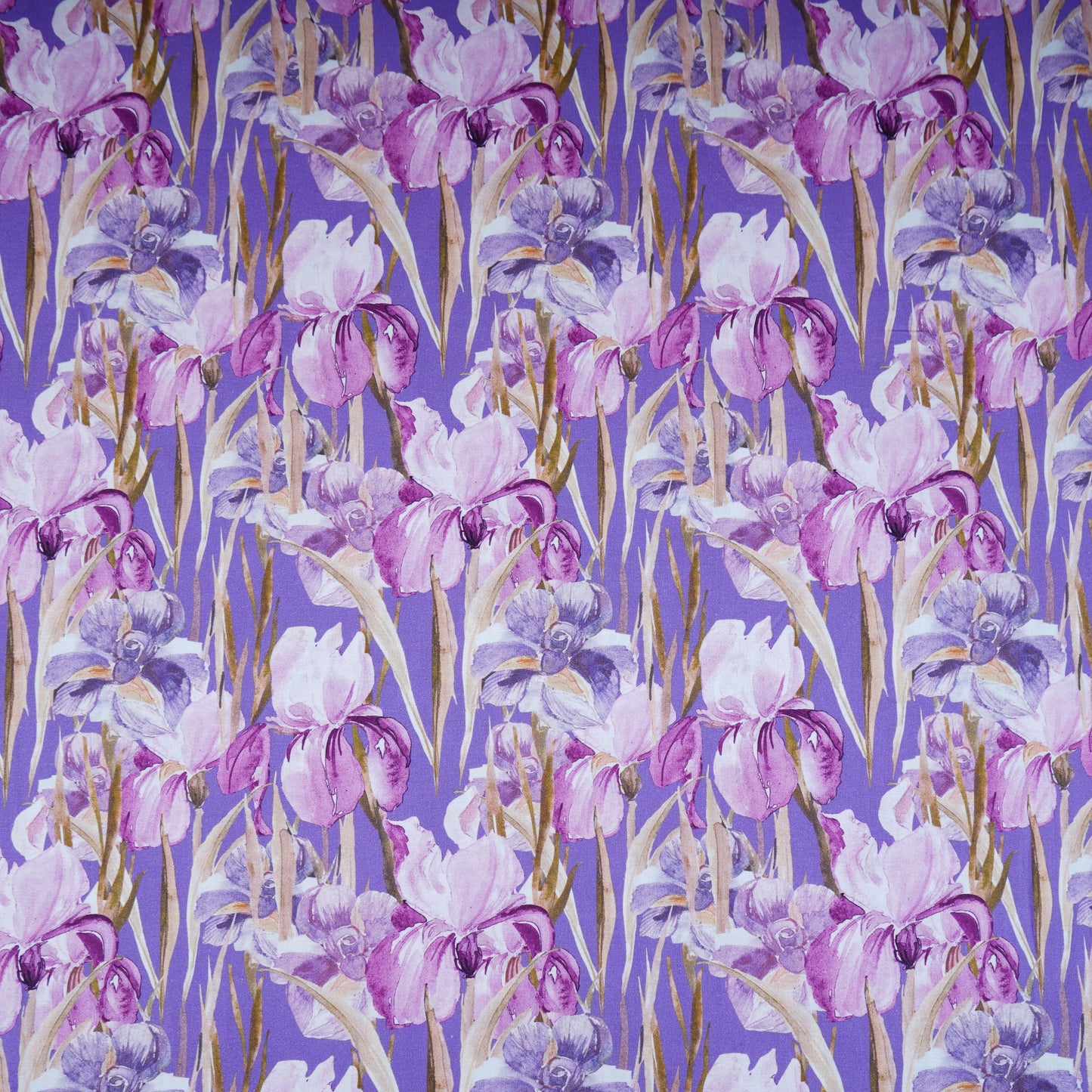 Purple Floral Print Cotton Mulmul Fabric PG-30378
