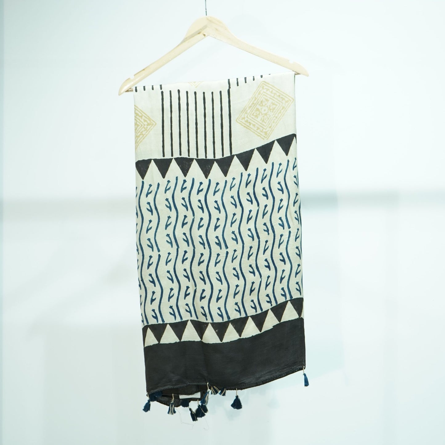 Cream Ajrakh print Modal Silk Kaftan EEG-31628
