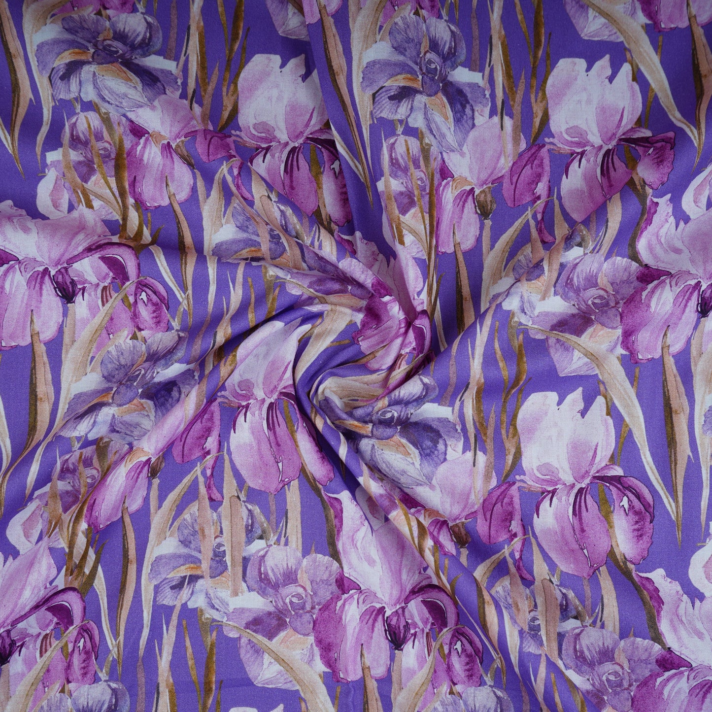 Purple Floral Print Cotton Mulmul Fabric PG-30378
