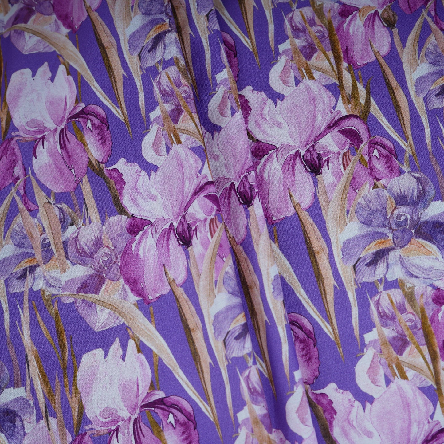Purple Floral Print Cotton Mulmul Fabric PG-30378