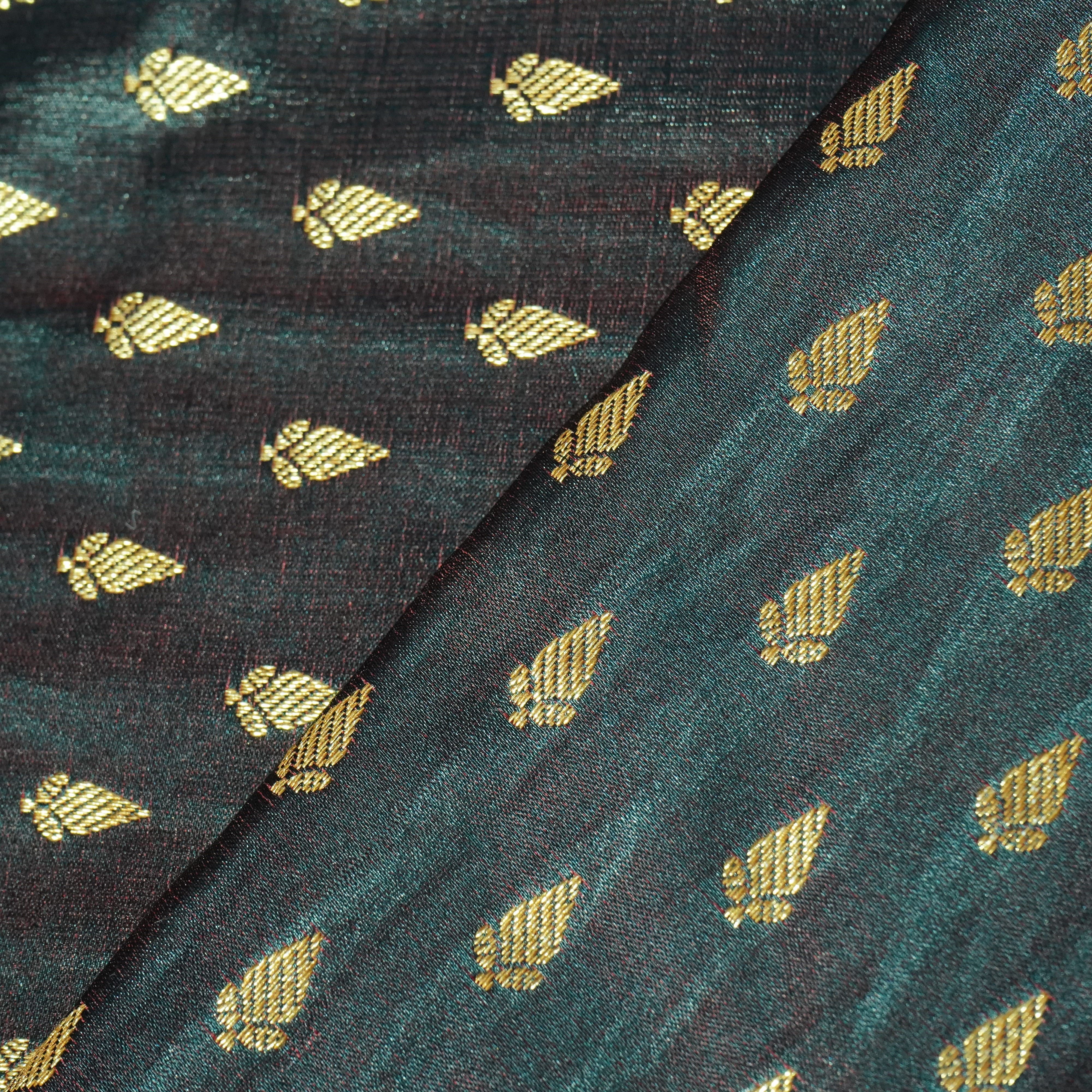 Navy Blue Banarasi Brocade Fabric