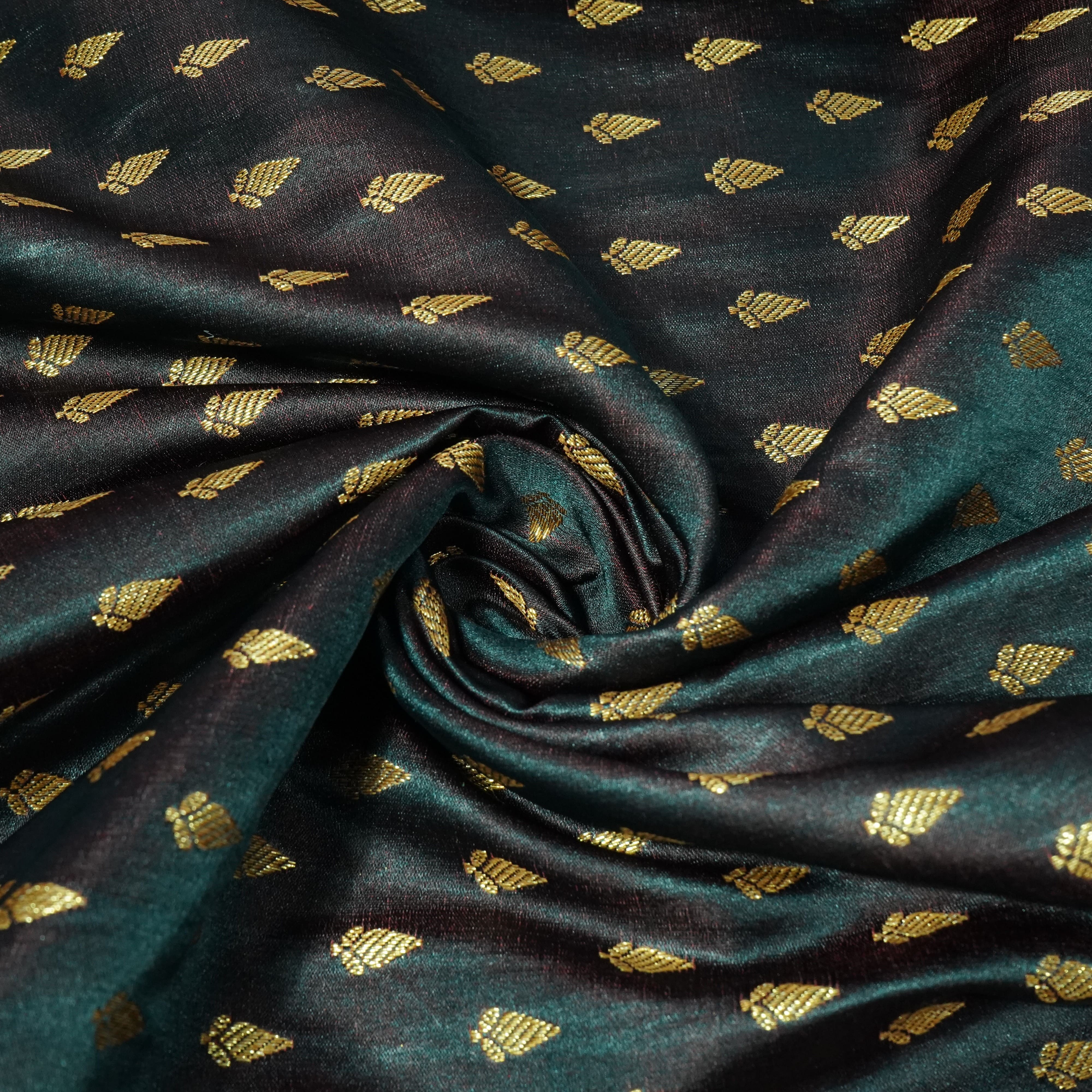 Navy Blue Banarasi Brocade Fabric
