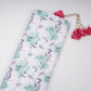 Mint Green & Purple Dobby check floral print Cotton Linen Fabric DE-32137