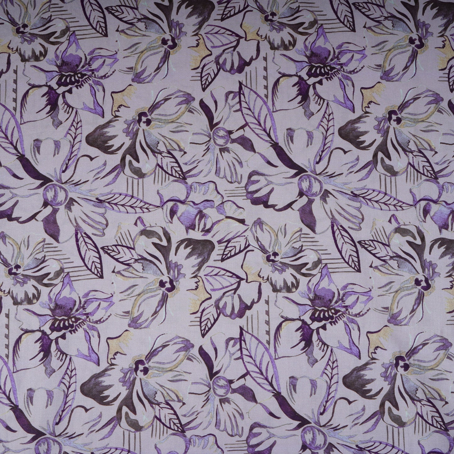Light Pink with Black Floral Print Cotton Mulmul Fabric PG-30386