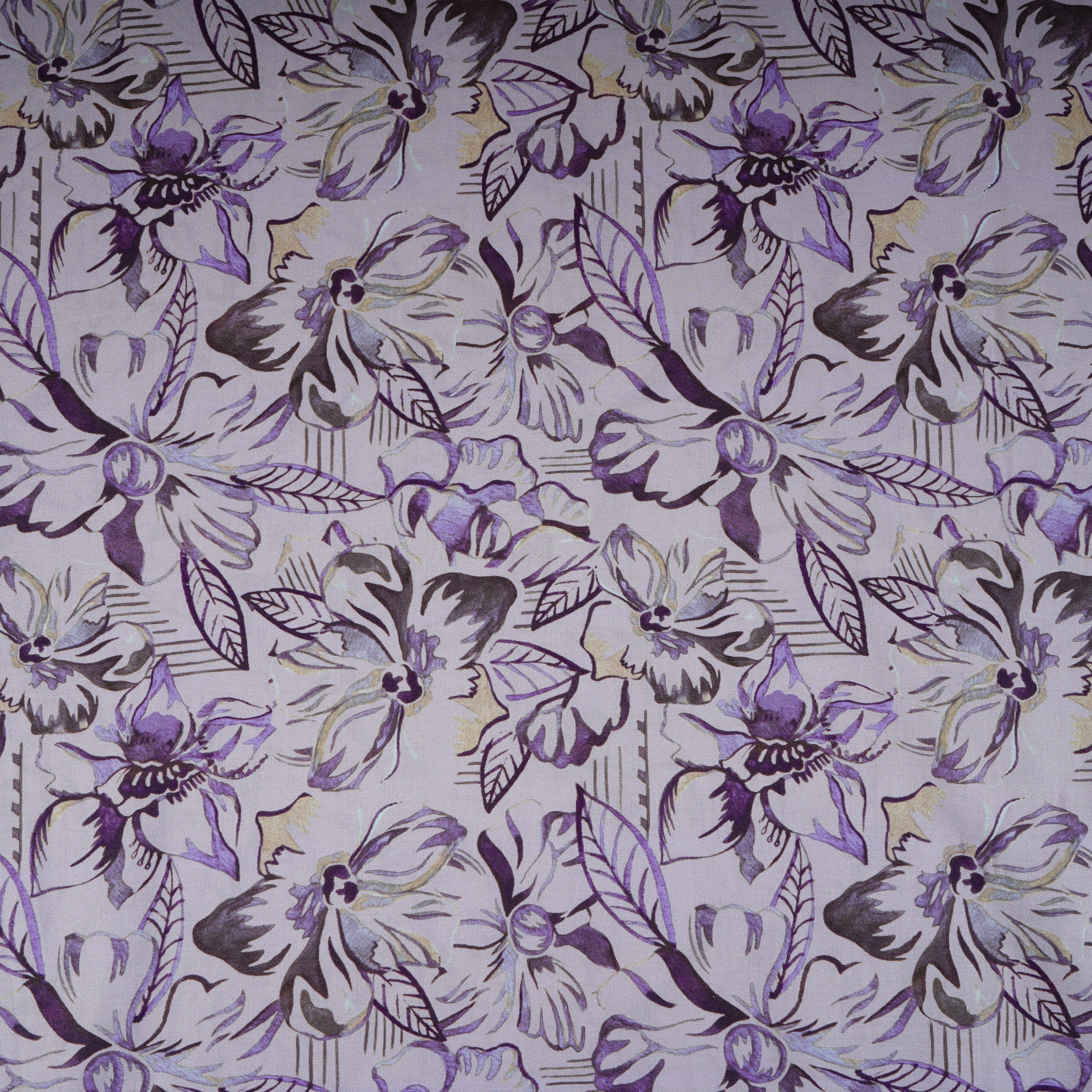 Light Pink with Black Floral Print Cotton Mulmul Fabric PG-30386 - TradeUNO