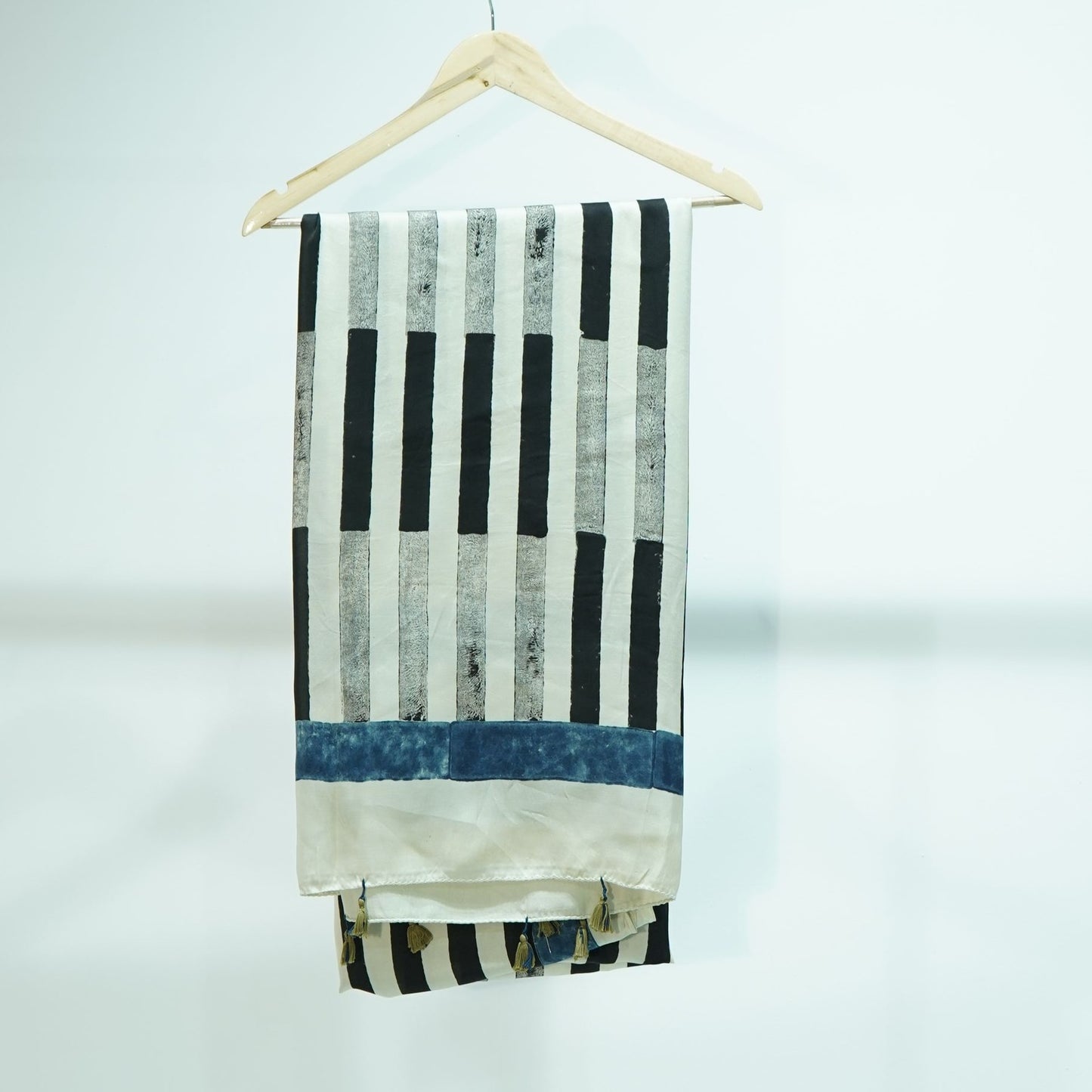 Cream with Black Stripes print Modal Silk Kaftan EEG-31640