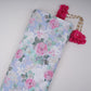 Blue Dobby check floral print Cotton Linen Fabric DE-32136