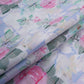 Blue Dobby check floral print Cotton Linen Fabric DE-32136
