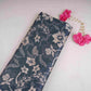 Black Floral Print Cotton Satin Fabric PG-30404