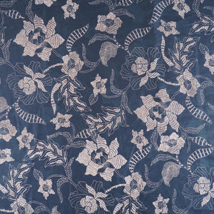 Black Floral Print Cotton Satin Fabric PG-30404 - TradeUNO