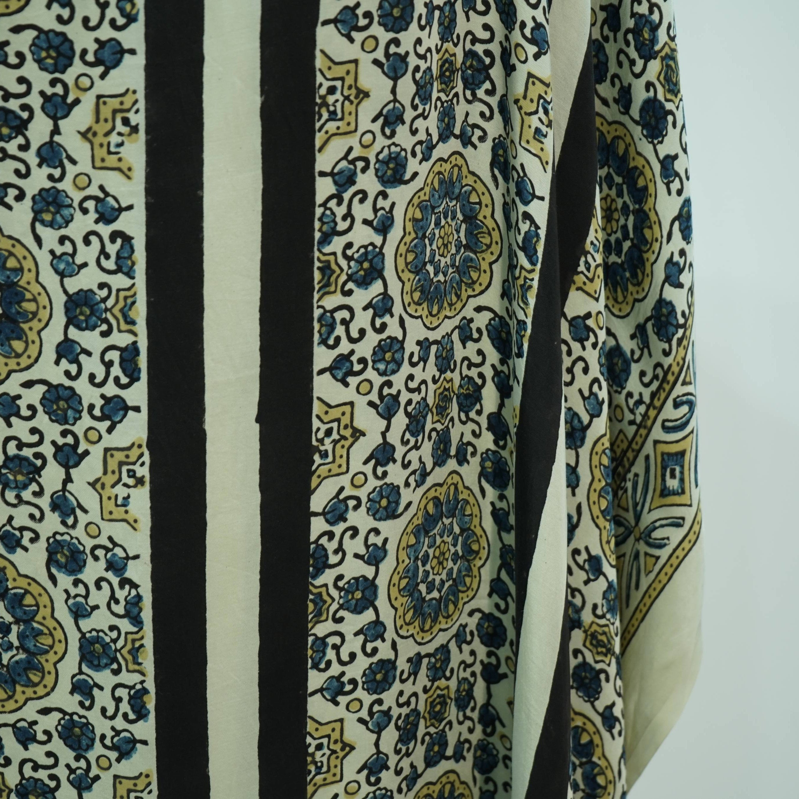 Cream Stripes print Modal Silk Kaftan EEG-31639