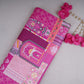 Pink Abstract Print Cotton Satin Fabric PG-30397