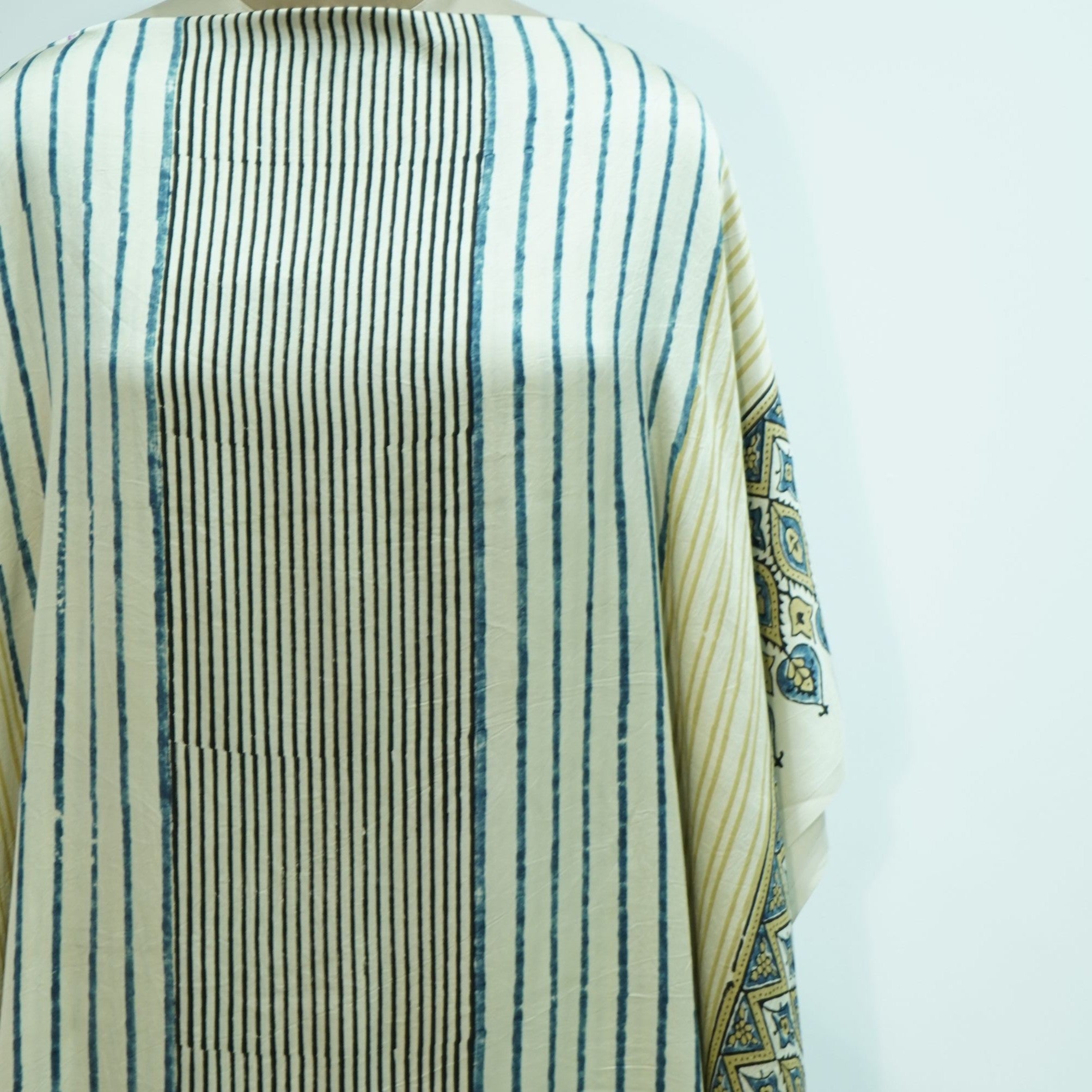 Cream Ajrakh print Modal Silk Kaftan EEG-31603