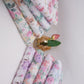 Purple & Green Dobby check floral print Cotton Linen Fabric DE-32139