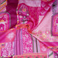 Pink Abstract Print Cotton Satin Fabric PG-30397