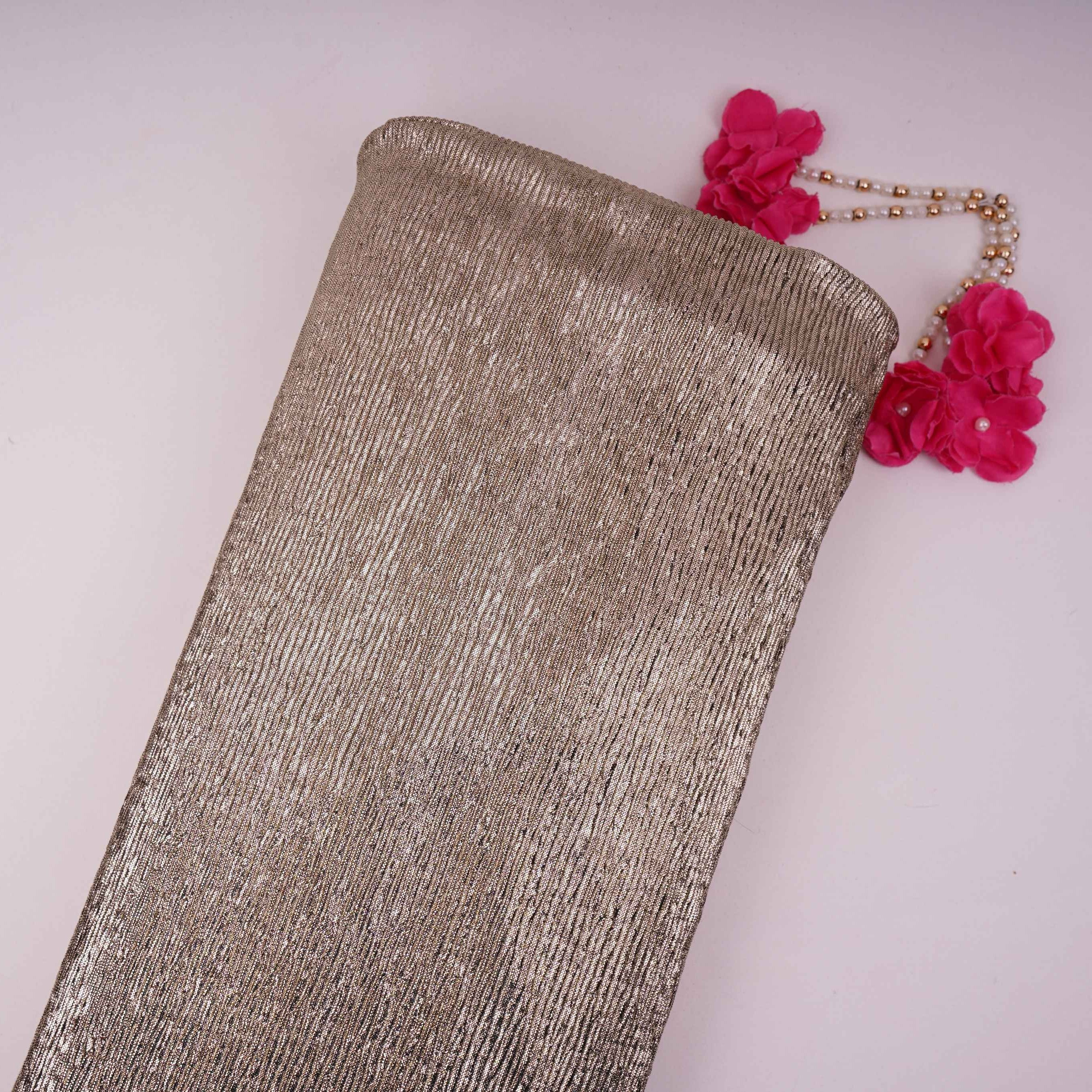 Black Foil Fabric with Golden Shimmer Crush LI-32272 - TradeUNO