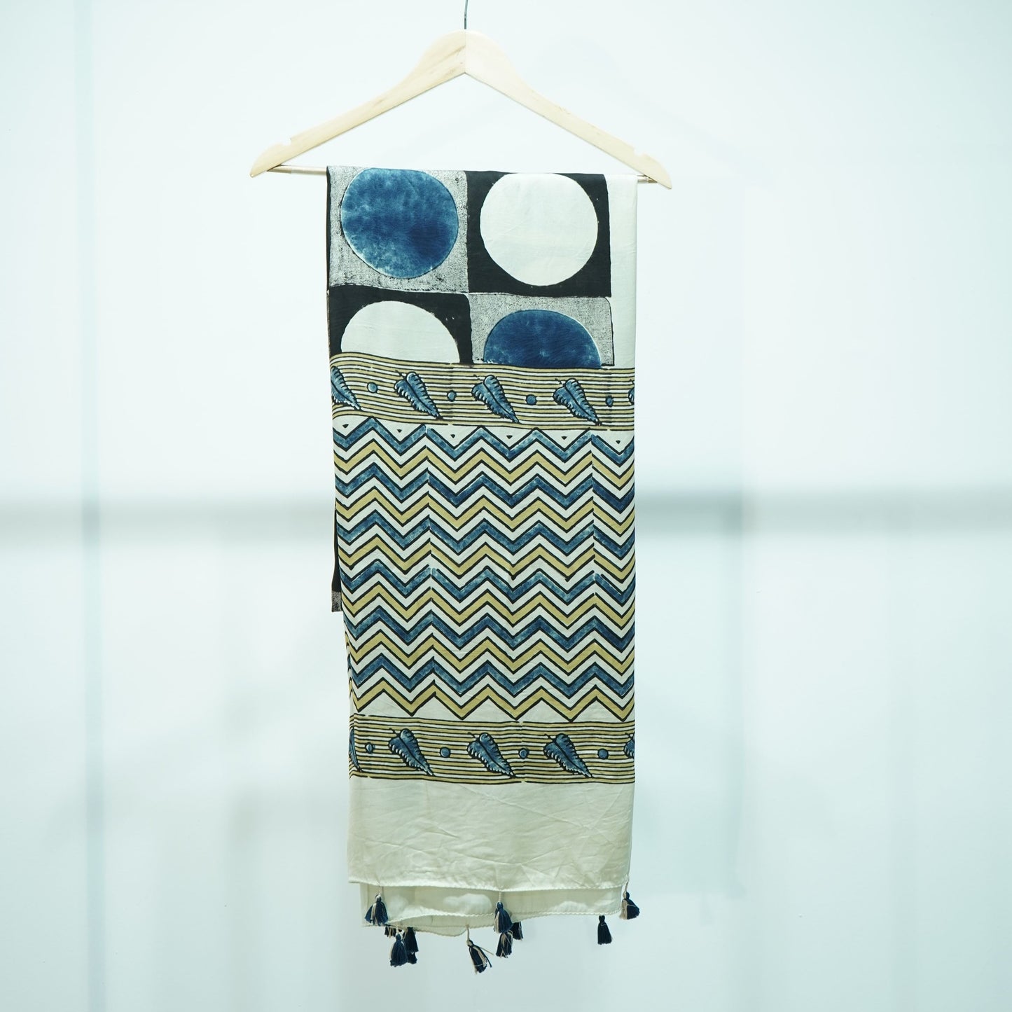 Cream Polka Dot Modal Silk Kaftan EEG-31597