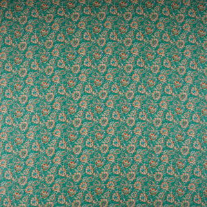 Green Floral Print Cotton Satin Fabric PG-30399 - TradeUNO