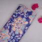 Dark Blue Floral Print Cotton Satin Fabric PG-30398