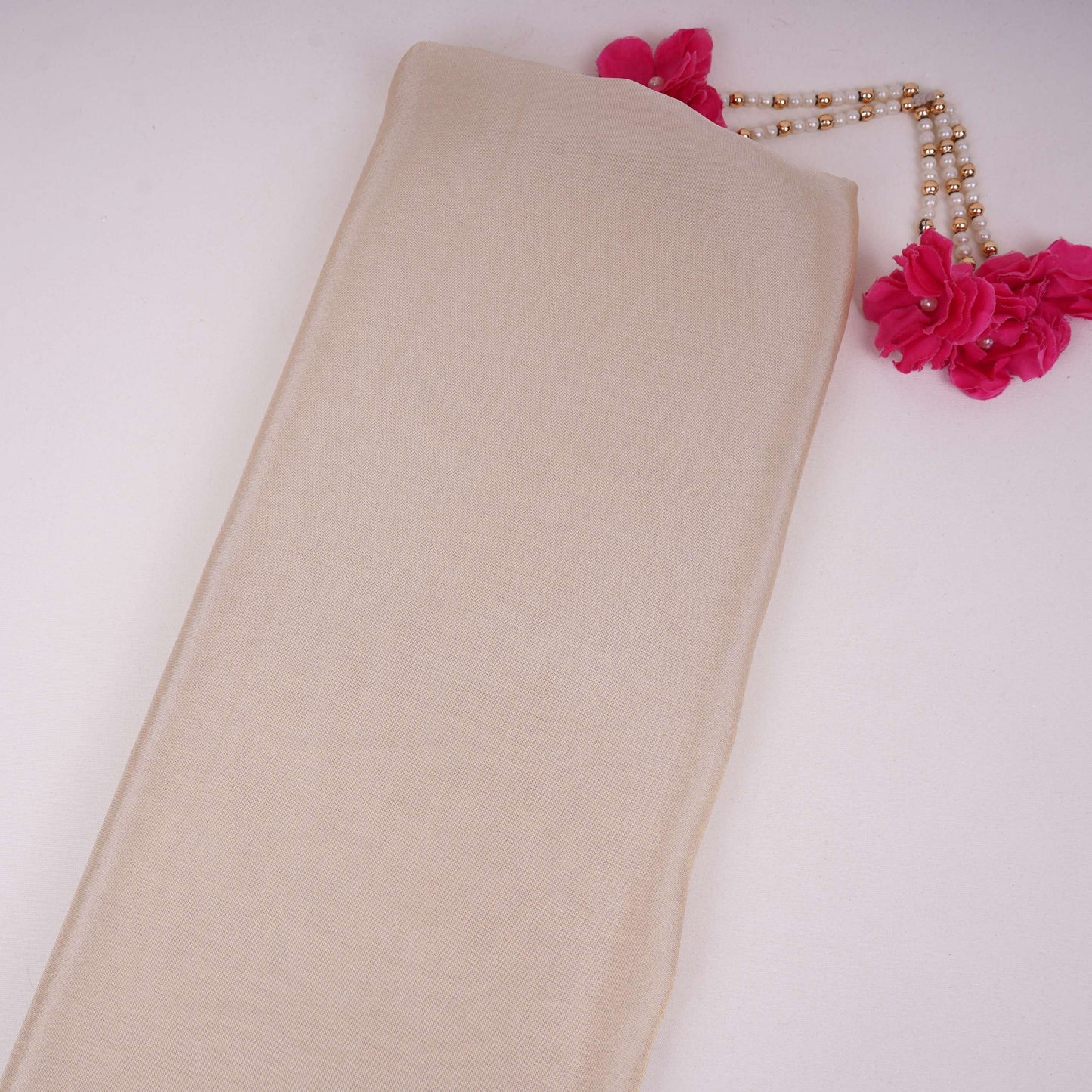 Cream Solid Shimmer Tissue Fabric NFS-01