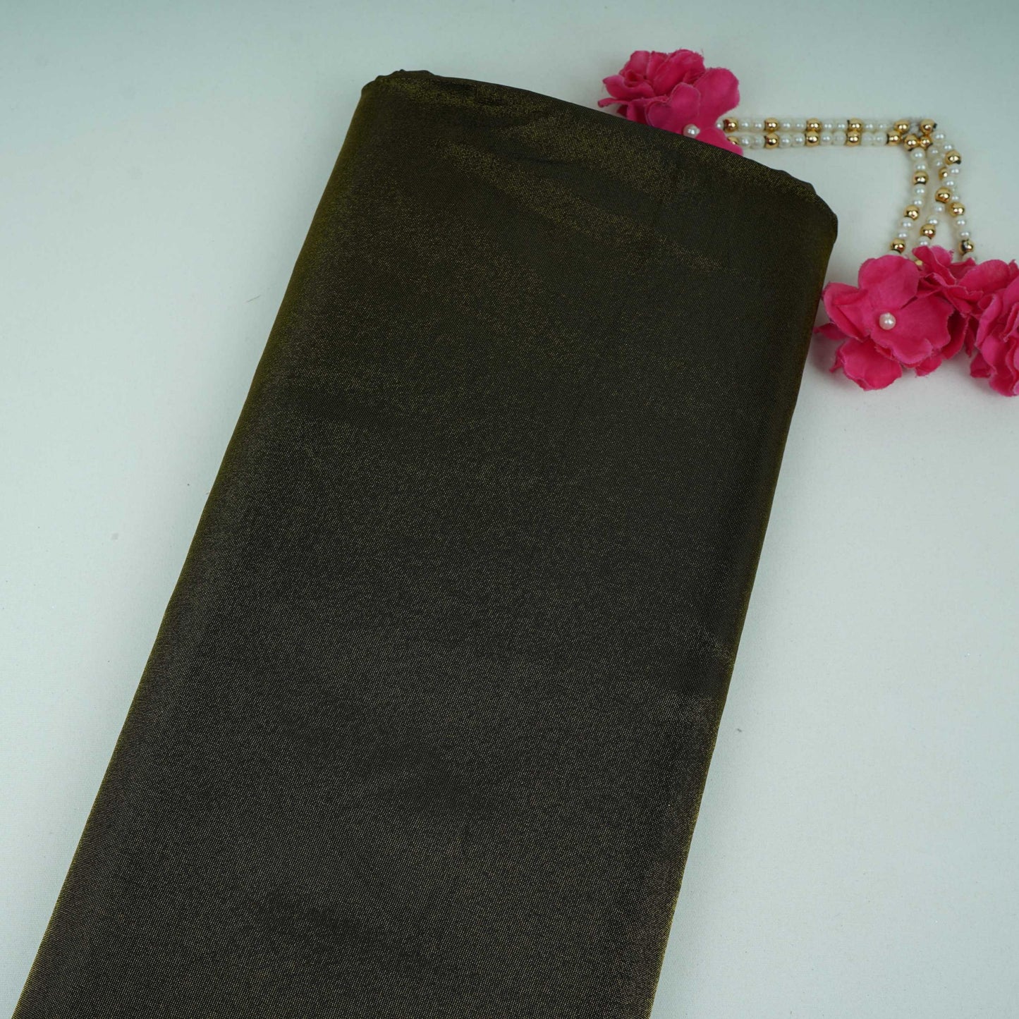 Dark Green Solid Shimmer Tissue Fabric NFS-10