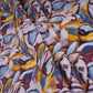 Yellow & Blue Abstract Print Cotton Satin Fabric PG-30402