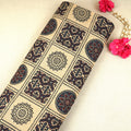 Cream Ajrakh with Kantha Print Cotton Fabric OG-30425