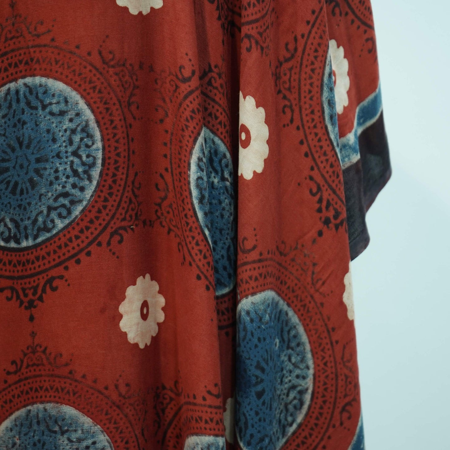 Red Ajrakh print Modal Silk Kaftan EEG-31602